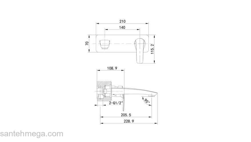 Встраиваемый смеситель для умывальника черный матовый Ray IDDIS RAYBL00i65. Фото