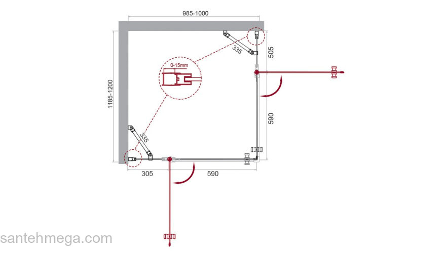 Душевой угол BELBAGNO ETNA-AH-22-100/120-C-Cr. Фото