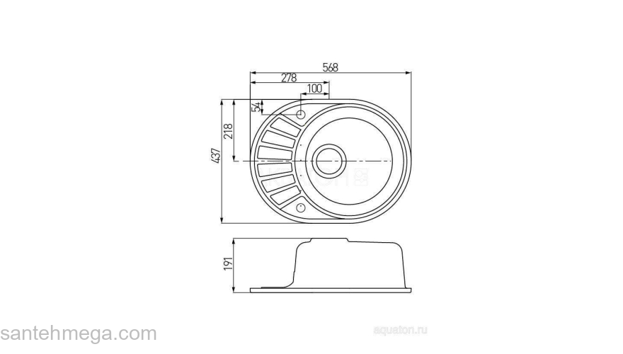 Мойка для кухни Акватон Чезана круглая с крылом серый шелк 1A711232CS250. Фото