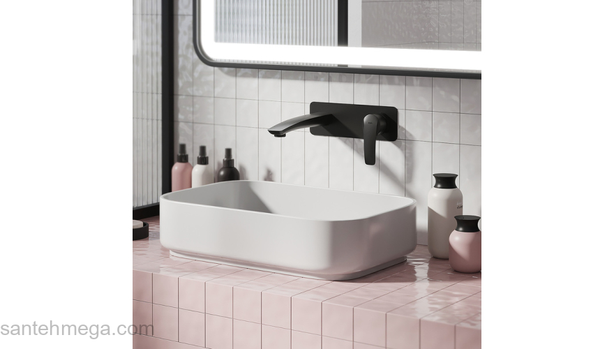 Встраиваемый смеситель для умывальника черный матовый Ray IDDIS RAYBL00i65. Фото