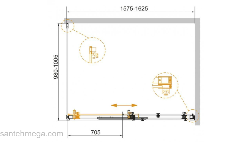 Душевой угол CEZARES Stylus-Soft STYLUS-SOFT-AH-1-160/100-C-Cr. Фото