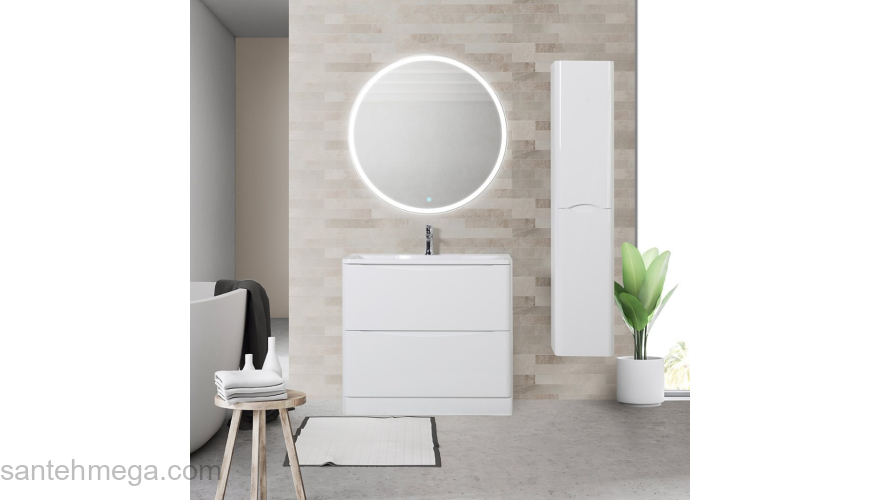 Тумба под раковину напольная BELBAGNO ACQUA-900-2C-PIA-BL Bianco Lucido. Фото