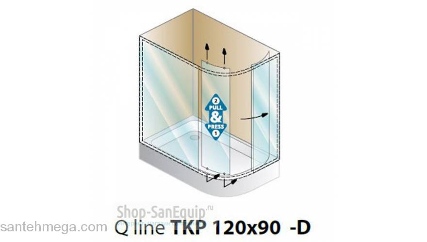 Душевой угол KOLPA-SAN SQ Line TKP 120х90. Фото