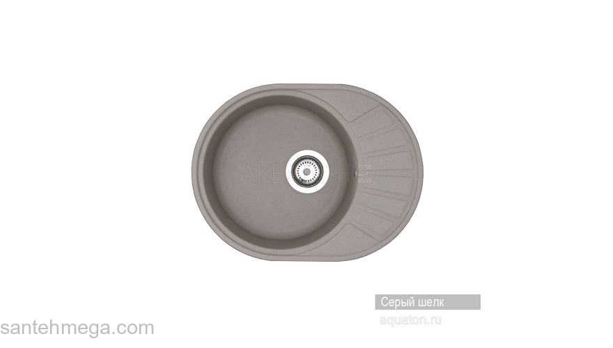 Мойка для кухни Акватон Чезана круглая с крылом серый шелк 1A711232CS250. Фото