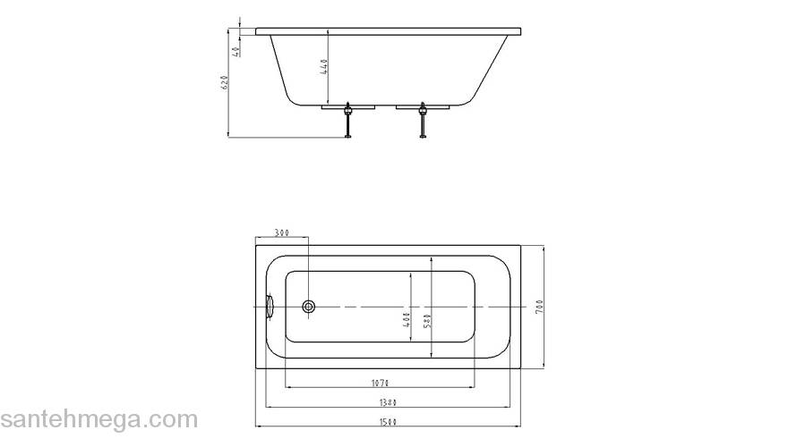 Ванна АКВАТЕК Мия 150х70. Фото