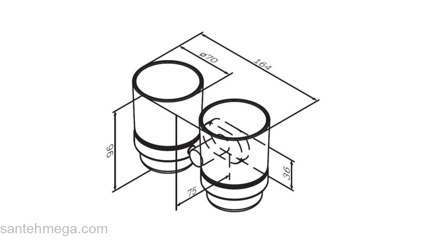 Двойной стеклянный стакан с настенным держателем AM.PM Sense A74343400 для ванной комнаты. Фото
