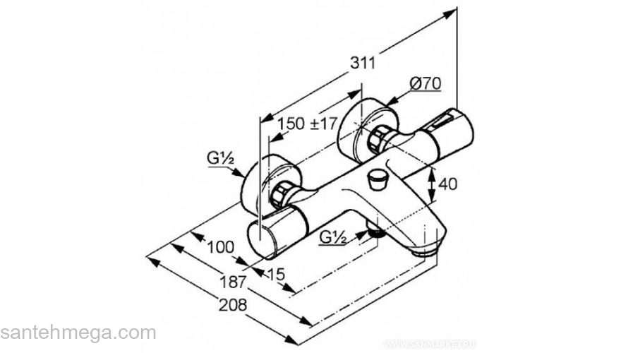 Смеситель термостатический для душа KLUDI Zenta 351010538. Фото