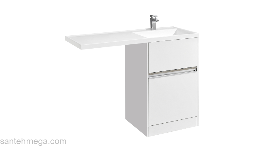 Тумба под раковину для стиральной машины AQUATON Лондри 60 Белый Глянцевый 1A235901LH010. Фото