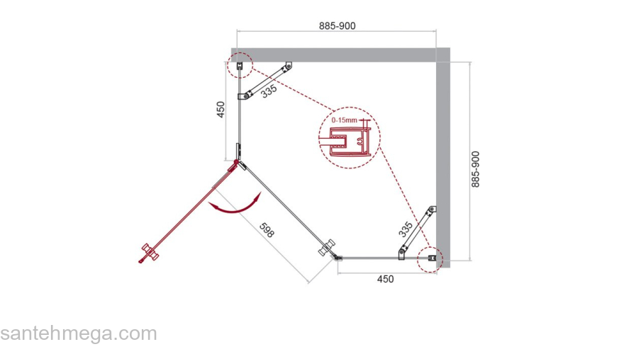 Душевой угол BELBAGNO KRAFT-P-1-90-C-Cr-L. Фото