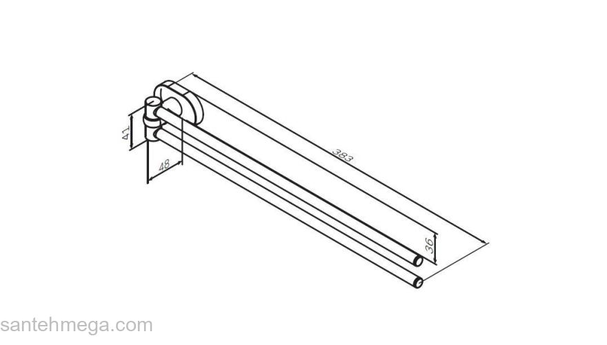 Двойная вешалка-вертушка для полотенец, 35 см AM.PM Sense A7432600 для ванной комнаты. Фото