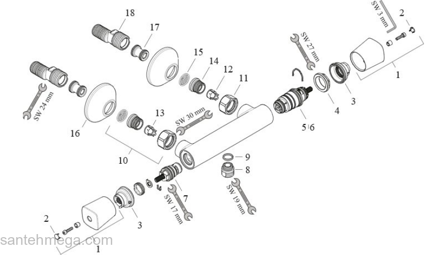 Термостат для душа Hansgrohe Logis Ecostat Universal 13122000. Фото