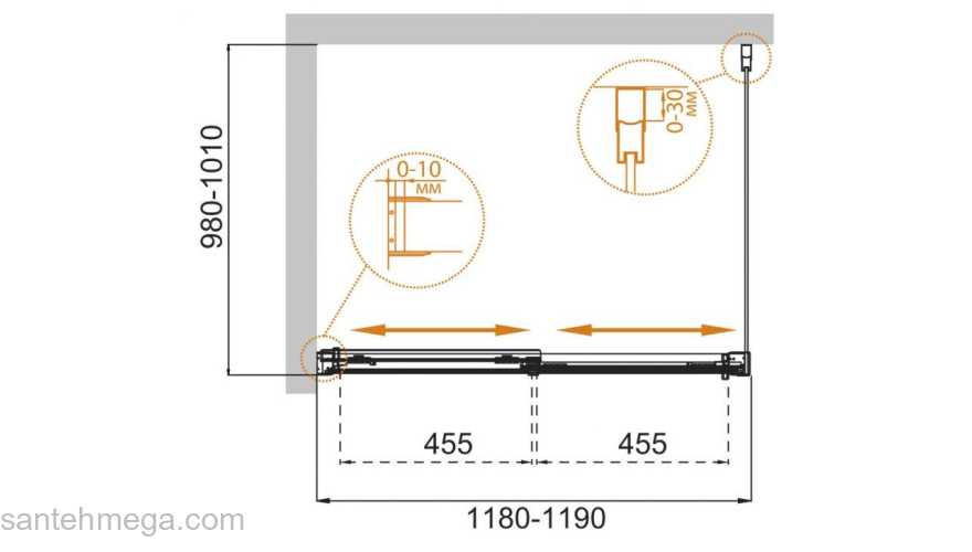 Душевой угол CEZARES Tandem Soft TANDEM-SOFT-AH-2-120/100-P-Cr-R. Фото
