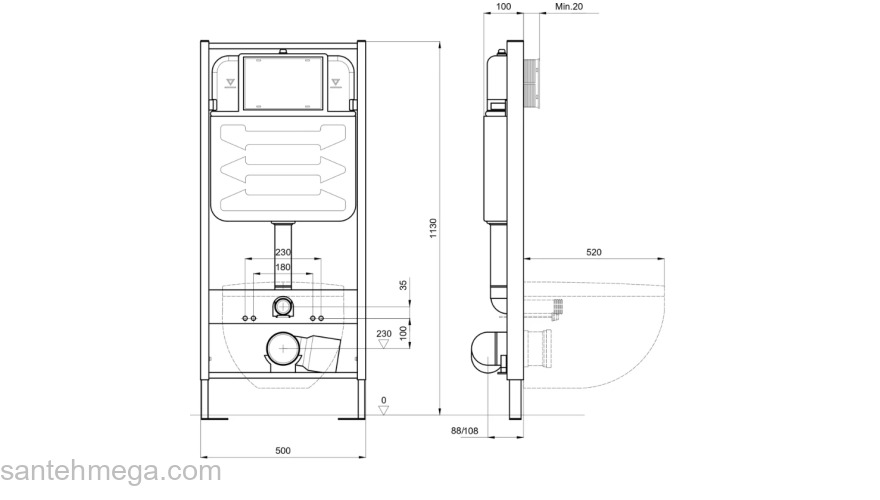 Унитаз с инсталляцией Set Aquatek Бетта INS-0000012+AQ1253W-00. Фото