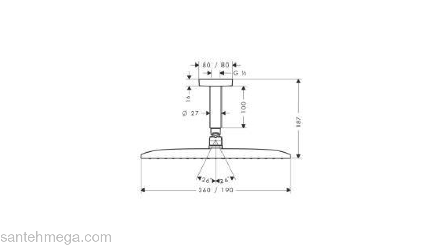 Верхний душ HANSGROHE Raindance Е Air 1jet 360 27381000. Фото