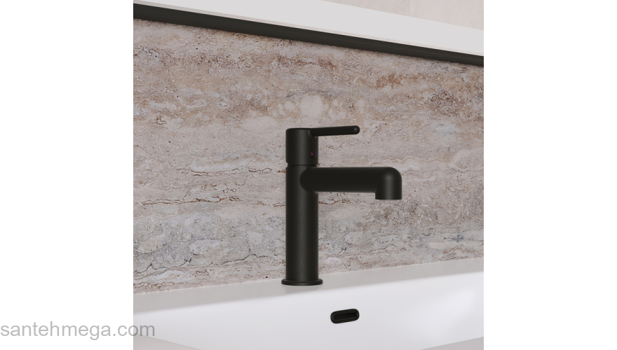 Cмеситель для умывальника черный матовый Aiger IDDIS AIGBL00i01. Фото