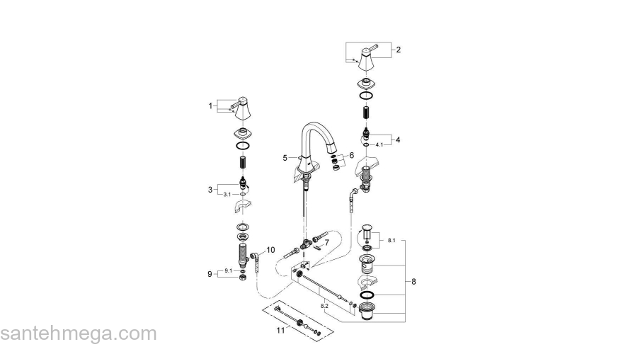 Смеситель для раковины GROHE Grandera 20389IG0. Фото