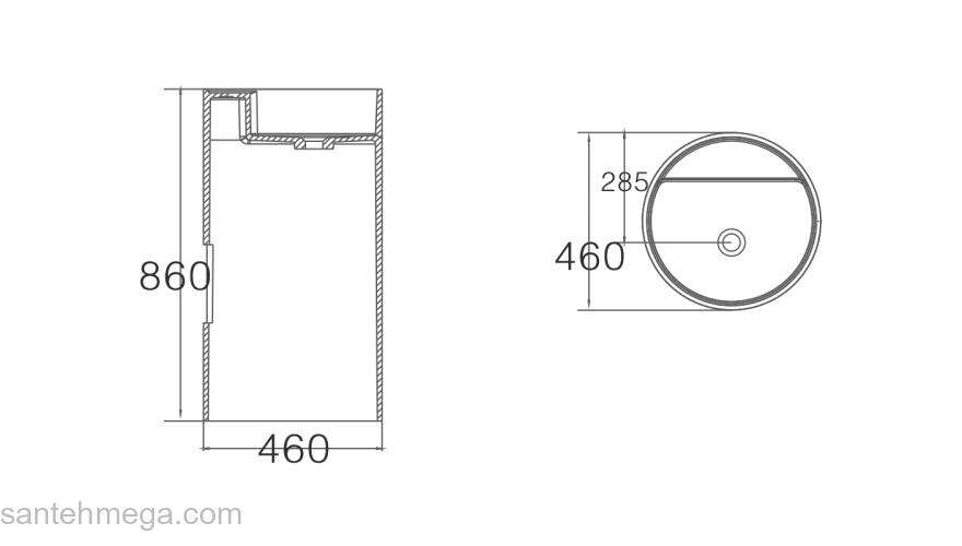 Раковина NS BATH NSF-4646G (глянцевая) 46х46. Фото