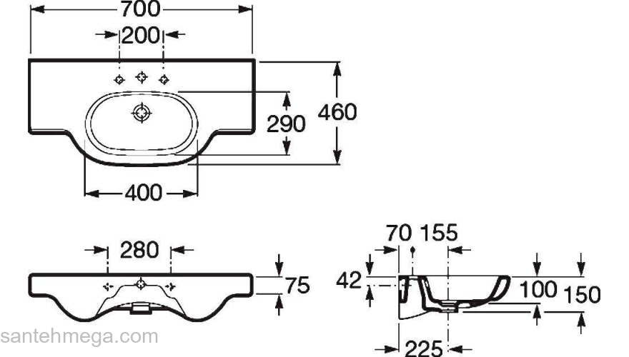 Раковина подвесная ROCA Meridian 70x46 327240000. Фото