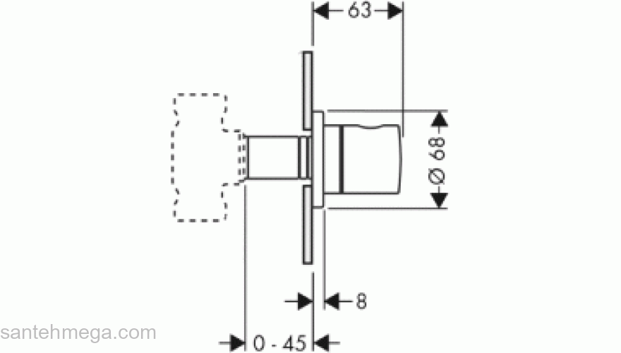 Запорный винтиль AXOR Uno-2 38976000. Фото