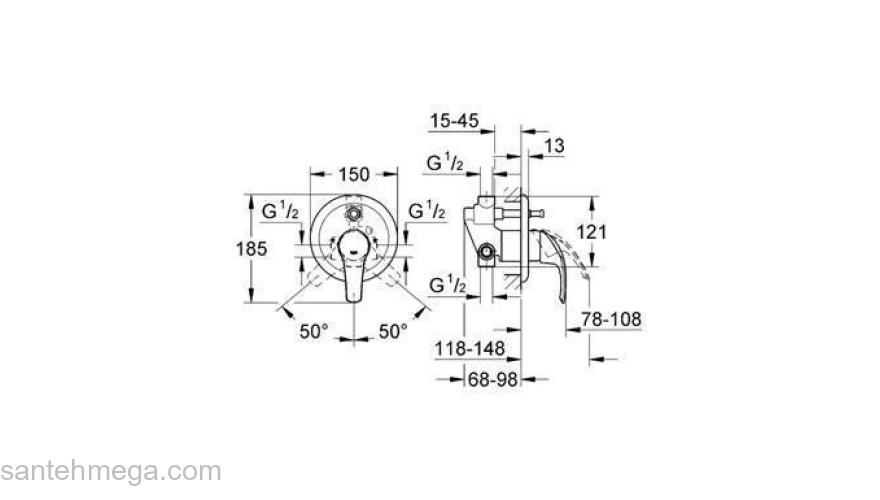 Смеситель для душа GROHE Eurosmart 33305001 (внешняя часть). Фото