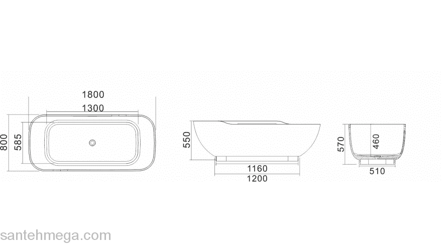 Ванна NS BATH NSB-1880G (глянцевая). Фото