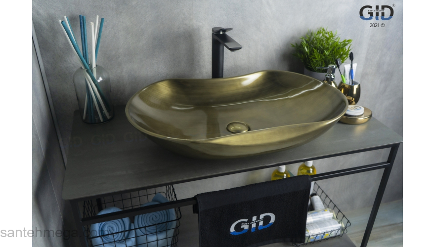 Раковина накладная GID Nc9175b 67х41 52228 Бронза. Фото