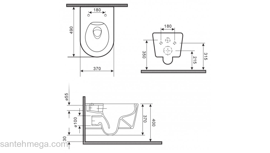 Чаша унитаза безободкового подвесного BELBAGNO Colorato Nero BB062CHR-MB. Фото