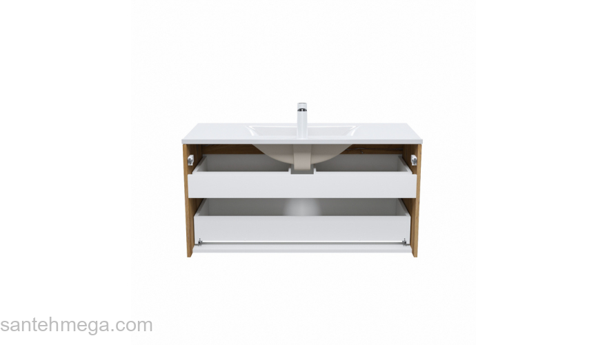 Тумба с умывальником подвесная 100 см белая/золотистый дуб Cloud IDDIS CLO10Y0i95K подходит ум. 0131000i28. Фото