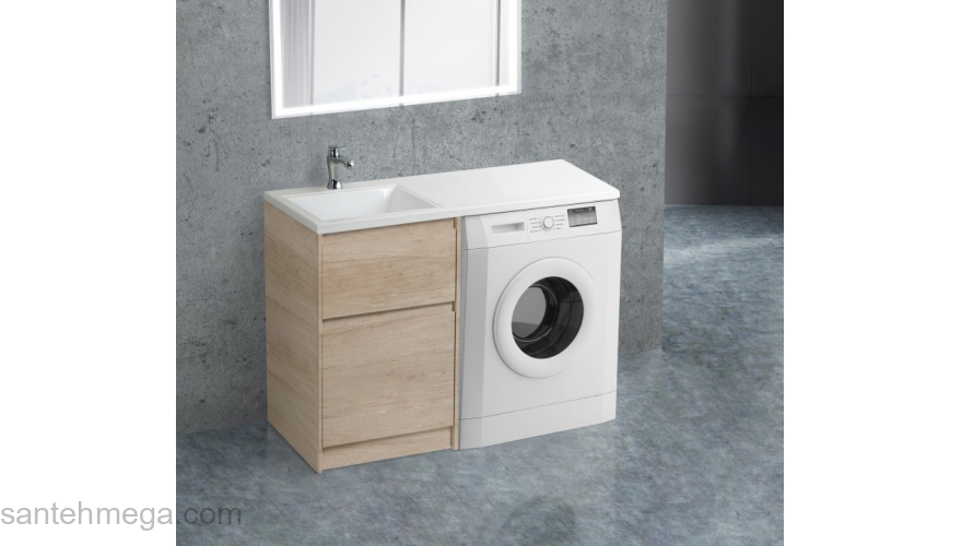 Тумба под раковину для стиральной машины BELBAGNO KRAFT-LVD-580/1200-2C-PIA-RNN Rovere Nebrasca Nature. Фото
