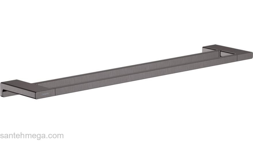 Двойной держатель полотенец AddStoris Hansgrohe 41743340, шлифованный черный хром для ванной комнаты. Фото