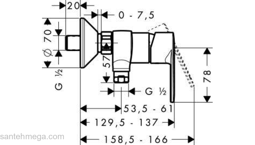 Смеситель для душа HANSGROHE Tails E2 31662000. Фото