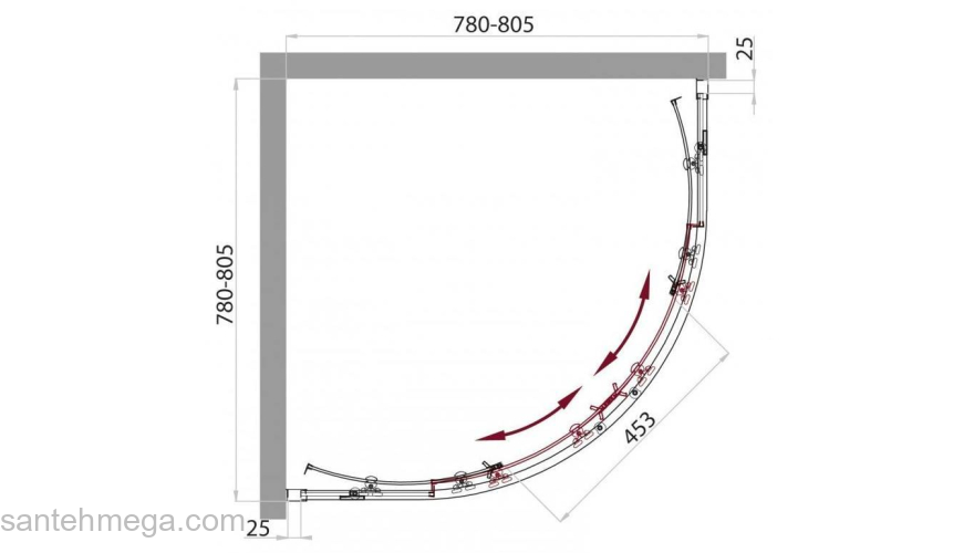 Душевой угол BELBAGNO Sela SELA-R-2-80-C-Cr. Фото