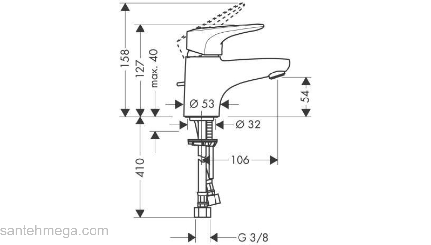 Смеситель для маленькой раковины HANSGROHE Metropol E 14072000. Фото