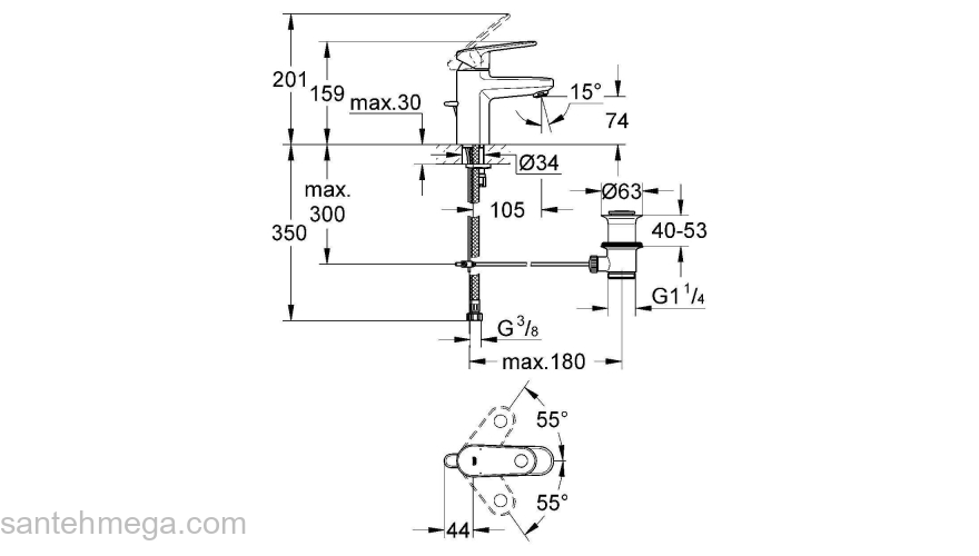 Смеситель для раковины GROHE Europlus New 32612002. Фото