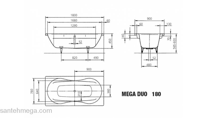 Ванна стальная KALDEWEI Mega Duo 180х90 223400010001. Фото