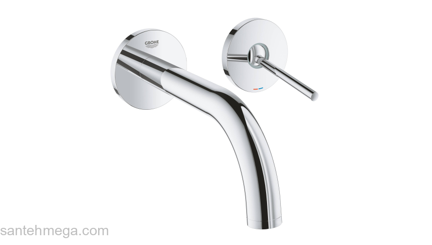 GROHE 19287003 Atrio New Joy Смеситель для раковины на 2 отверстия, настенный монтаж, вынос 185 мм, размер S (без встроенной части, комплект верхней монтажной части для 23 429 000). Фото