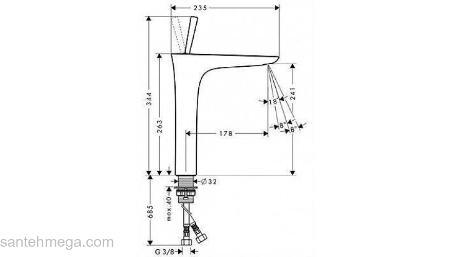Смеситель для раковины HANSGROHE PuraVida 15072000. Фото