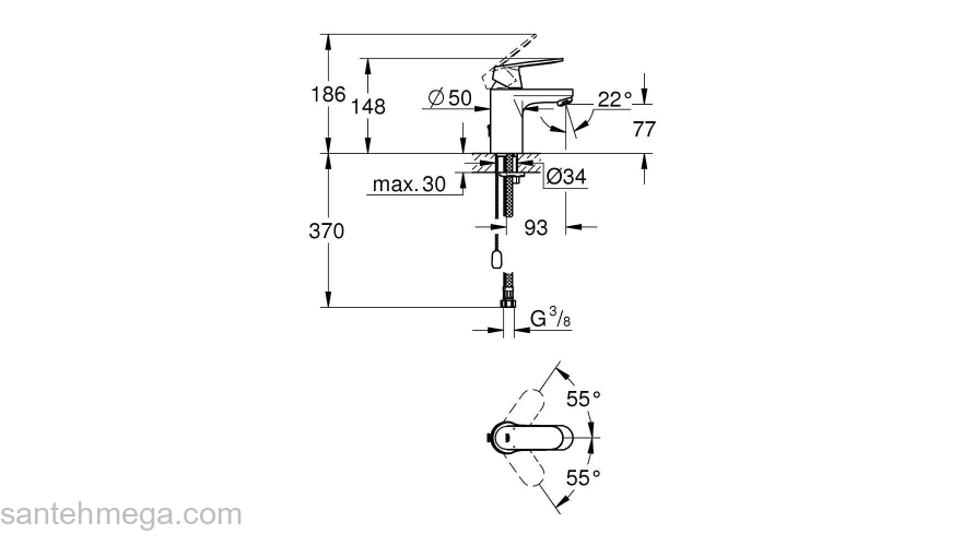 Смеситель для раковины GROHE Eurosmart Cosmopolitan 3282700E. Фото