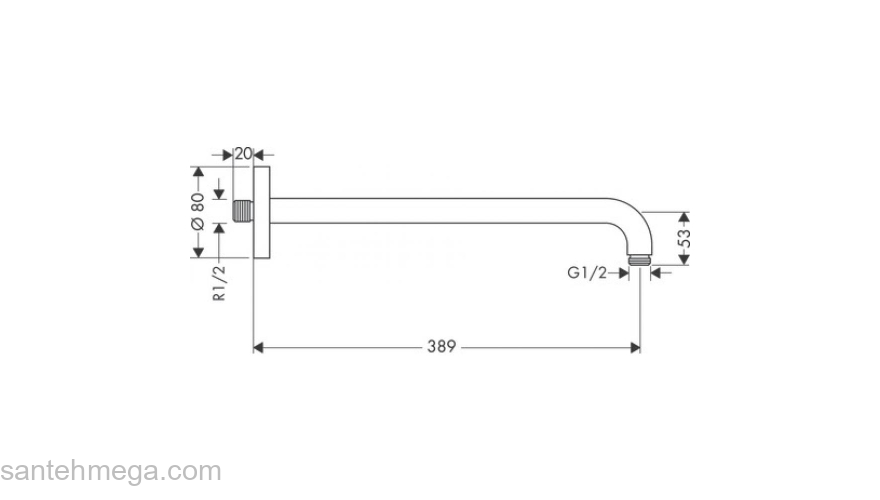 Держатель верхнего душа Hansgrohe 38,9 см. 27413990, полированное золото. Фото