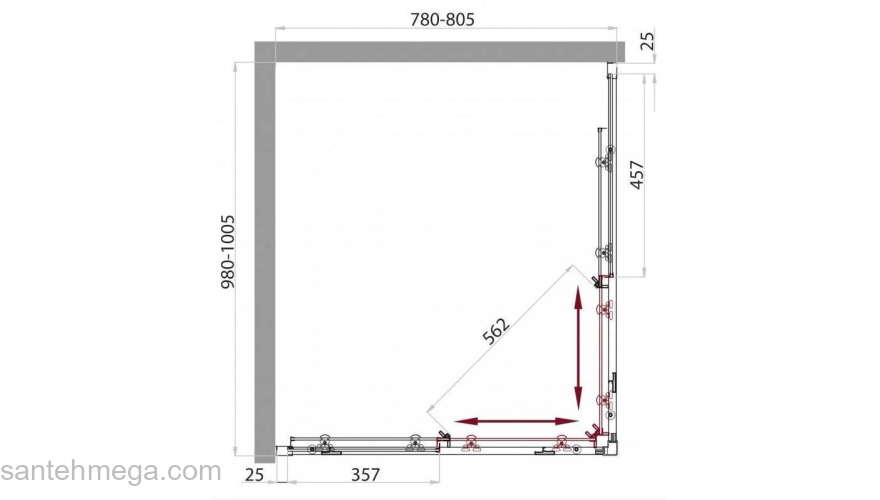 Душевой угол BELBAGNO Sela SELA-AH-2-100/80-Ch-Cr. Фото