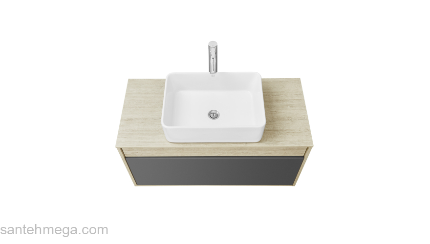 Тумба под раковину подвесная AQUATON Лофт Урбан 100 Дуб Орегон/Серый Графит 1A247701LQX60. Фото