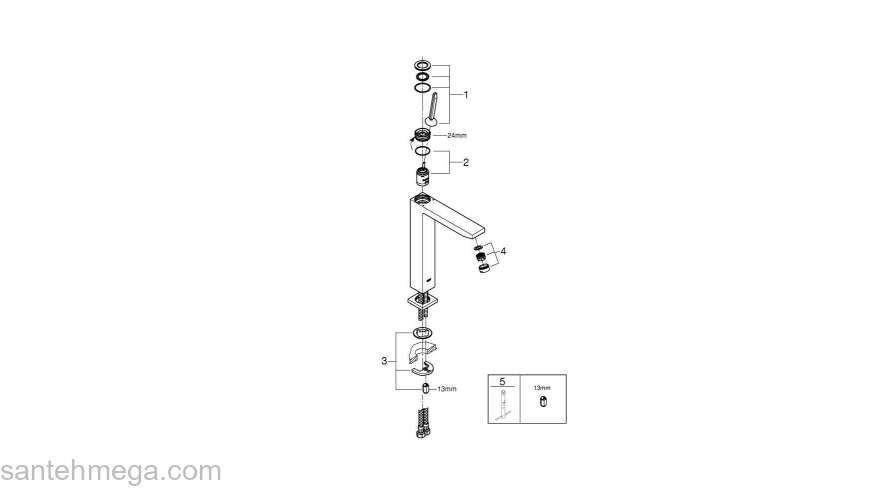 GROHE 23661000 Eurocube Joy Смеситель для раковины свободностоящий, размер XL. Фото