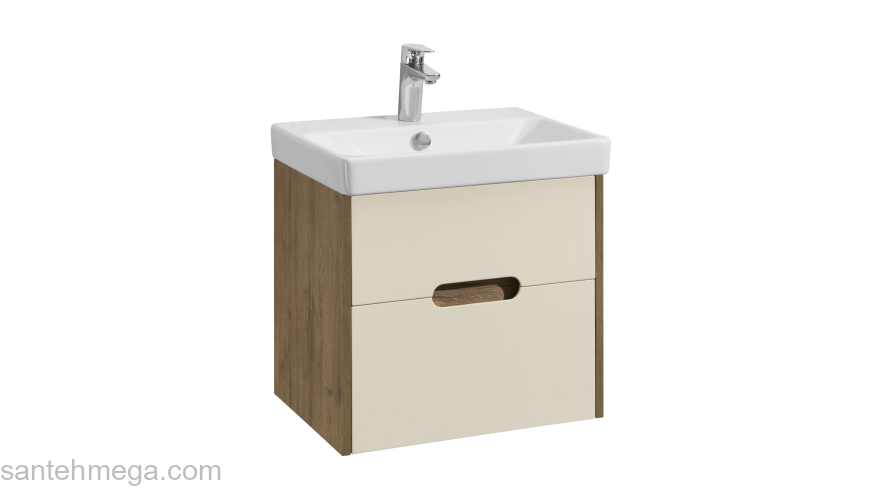 Тумба под раковину подвесная AQUATON Оливия 55 Бежевый/Дуб Веллингтон 1A254201OLVG0. Фото