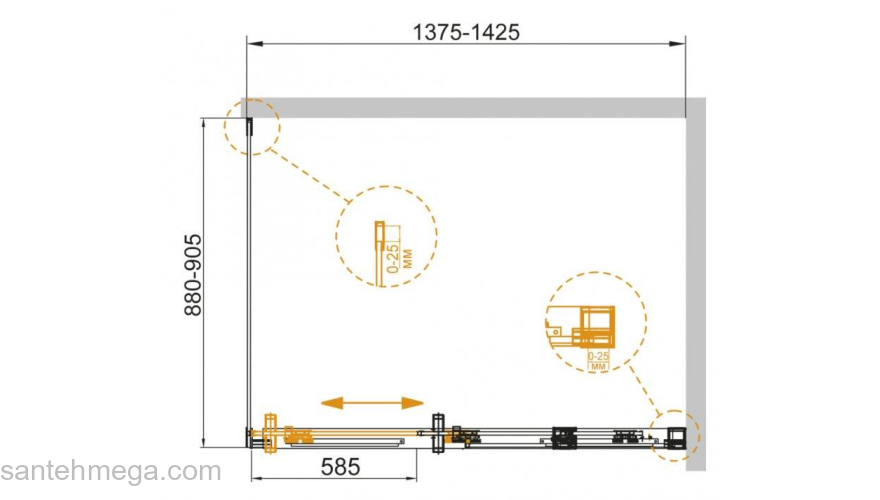 Душевой угол CEZARES Duet-Soft DUET SOFT-AH-1-140/90-C-Cr. Фото