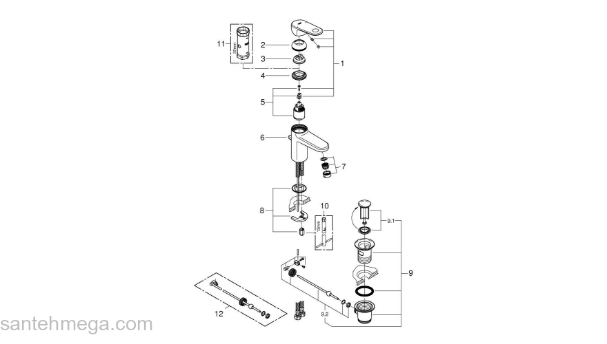 Смеситель для раковины Grohe Europlus 3261200E. Фото