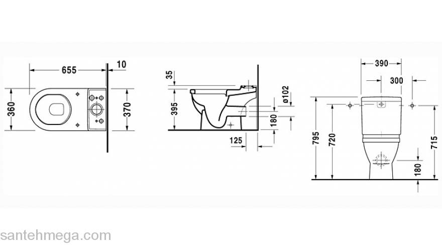 Унитаз напольный под бачок DURAVIT STARCK 3 0126090000. Фото
