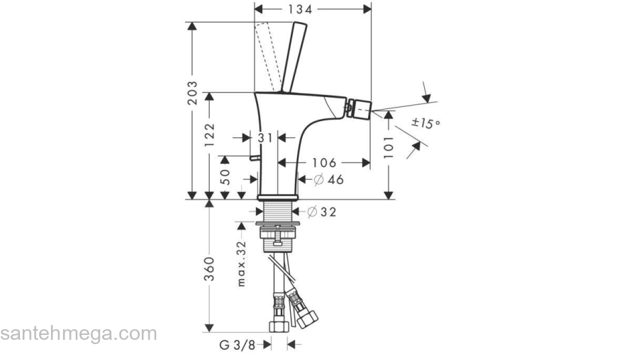 Смеситель для биде HANSGROHE PuraVida 15270000. Фото