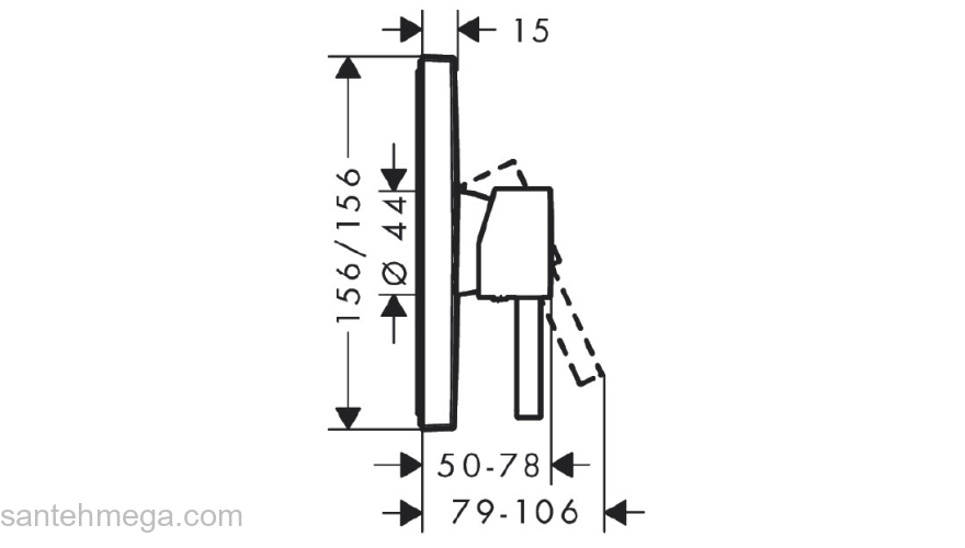 Finoris Смеситель для душа, однорычажный, скрытого монтажа 76615670, матовый черный. Фото