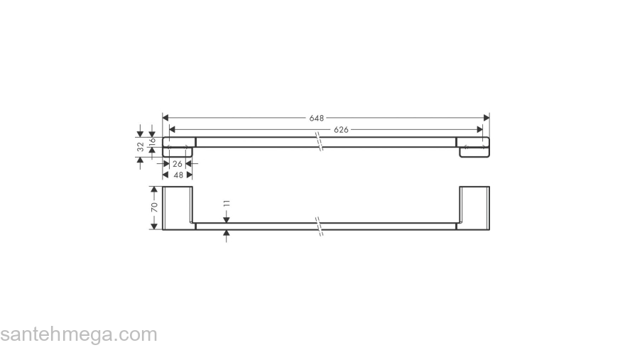 Держатель банных полотенец AddStoris Hansgrohe 41747340, шлифованный черный хром для ванной комнаты. Фото