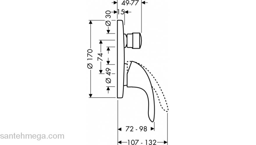 Смеситель для душа HANSGROHE Focus E 31744000. Фото